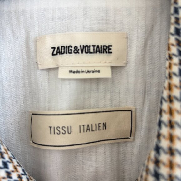 ZADIG & VOLTAIRE Kartys Car Jacket Women’s Medium – Metallic Faux Leather Plaid - Picture 6 of 16